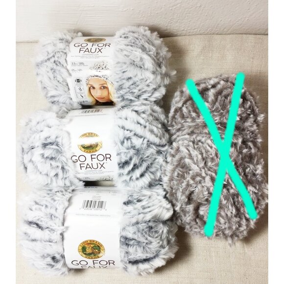 Fluffy soft yarn, Lion Brand "Go For Faux" 3 skeins - Picture 2 of 6